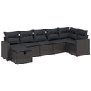sofasæt til haven 7 dele med hynder polyrattan sort