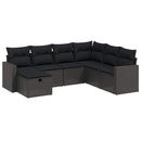 sofasæt til haven 7 dele med hynder polyrattan sort