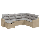 havesofasæt 7 dele med hynder polyrattan beige