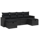 sofasæt til haven 6 dele med hynder polyrattan sort