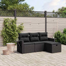 sofasæt til haven 4 dele med hynder polyrattan sort