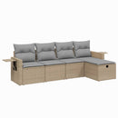 havesofasæt 5 dele med hynder polyrattan beige