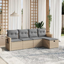 havesofasæt 5 dele med hynder polyrattan beige