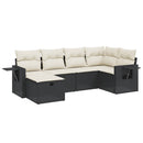 sofasæt til haven 6 dele med hynder polyrattan sort