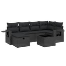 sofasæt til haven 7 dele med hynder polyrattan sort