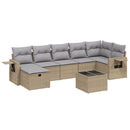 havesofasæt 8 dele med hynder polyrattan beige