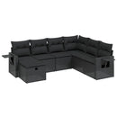 sofasæt til haven 7 dele med hynder polyrattan sort