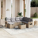 havesofasæt 8 dele med hynder polyrattan beige