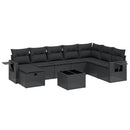 sofasæt til haven 9 dele med hynder polyrattan sort