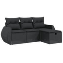sofasæt til haven 4 dele med hynder polyrattan sort