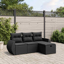 sofasæt til haven 4 dele med hynder polyrattan sort