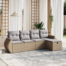 havesofasæt 5 dele med hynder polyrattan beige