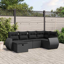 sofasæt til haven 6 dele med hynder polyrattan sort