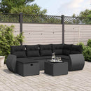 sofasæt til haven 7 dele med hynder polyrattan sort