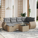 havesofasæt 7 dele med hynder polyrattan beige