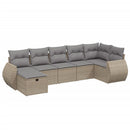 havesofasæt 7 dele med hynder polyrattan beige