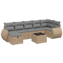 havesofasæt 8 dele med hynder polyrattan beige