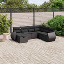 sofasæt til haven 7 dele med hynder polyrattan sort