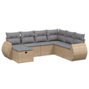 havesofasæt 7 dele med hynder polyrattan beige