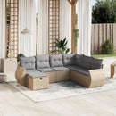 havesofasæt 7 dele med hynder polyrattan beige