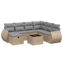 havesofasæt 8 dele med hynder polyrattan beige