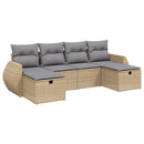 havesofasæt 6 dele med hynder polyrattan beige