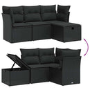 sofasæt til haven 4 dele med hynder polyrattan sort
