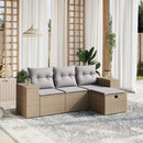 sofasæt til haven 4 dele med hynder polyrattan beige