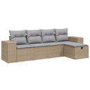 havesofasæt 5 dele med hynder polyrattan beige