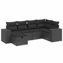 sofasæt til haven 6 dele med hynder polyrattan sort