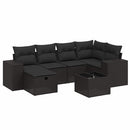 sofasæt til haven 7 dele med hynder polyrattan sort