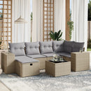 havesofasæt 7 dele med hynder polyrattan beige