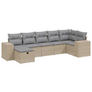 havesofasæt 7 dele med hynder polyrattan beige