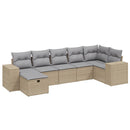 havesofasæt 7 dele med hynder polyrattan beige