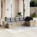 havesofasæt 7 dele med hynder polyrattan beige