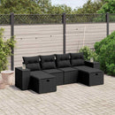 sofasæt til haven 6 dele med hynder polyrattan sort