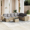 spisebordssæt til haven 9 dele med hynder polyrattan beige