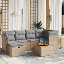 havesofasæt 7 dele med hynder polyrattan beige