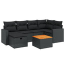 sofasæt til haven 7 dele med hynder polyrattan sort