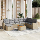 spisebordssæt til haven 9 dele med hynder polyrattan beige