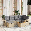 havesofasæt 7 dele med hynder polyrattan beige
