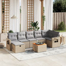 havesofasæt 8 dele med hynder polyrattan beige