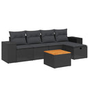 sofasæt til haven 6 dele med hynder polyrattan sort