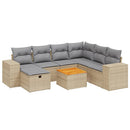 havesofasæt 8 dele med hynder polyrattan beige