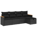 sofasæt til haven 5 dele med hynder polyrattan sort