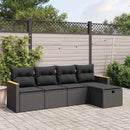 sofasæt til haven 5 dele med hynder polyrattan sort