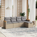havesofasæt 5 dele med hynder polyrattan beige