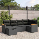 sofasæt til haven 6 dele med hynder polyrattan sort