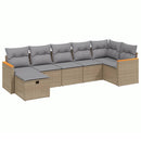 havesofasæt 7 dele med hynder polyrattan beige
