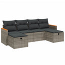 sofasæt til haven 6 dele med hynder polyrattan grå